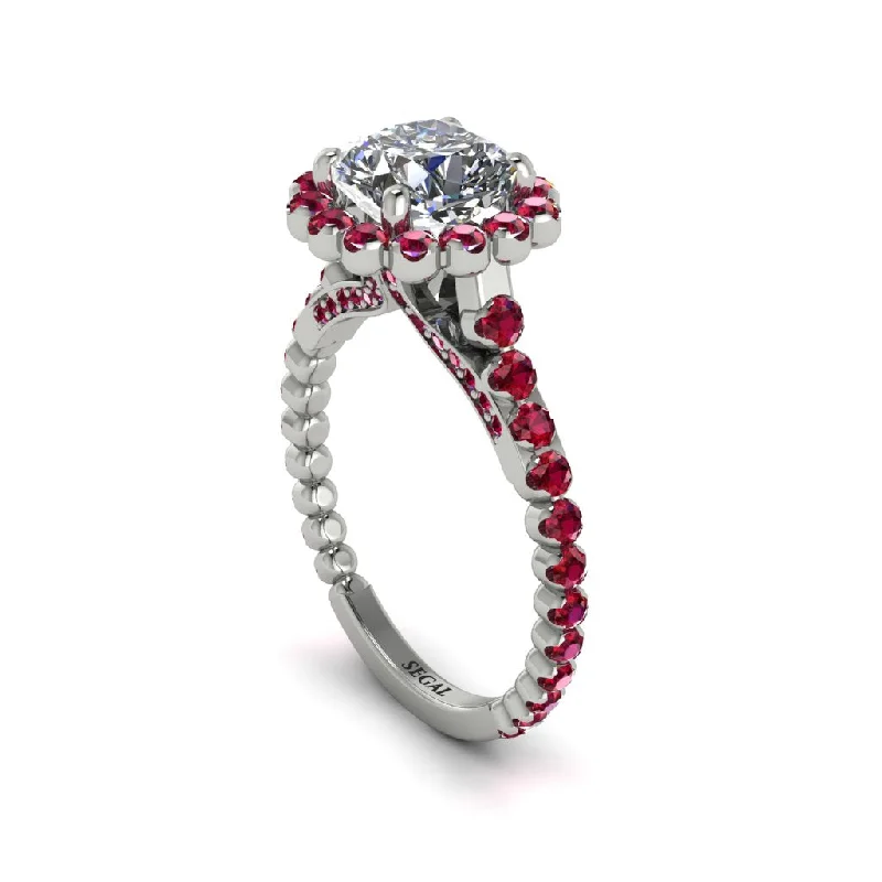 Women’s three-stone engagement ring-Modern Diamond Cushion Cut Engagement Ring - Uma No. 48