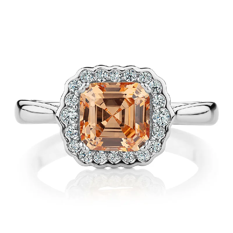 Women’s rose gold rings-Dress ring with 2.19 carats* of diamond simulants in sterling silver