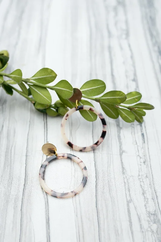 Women’s double drop earrings-Blush Tortoise Hoop Earrings