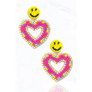 Women’s diamond earrings-Beaded Earrings, Smileys and Hearts