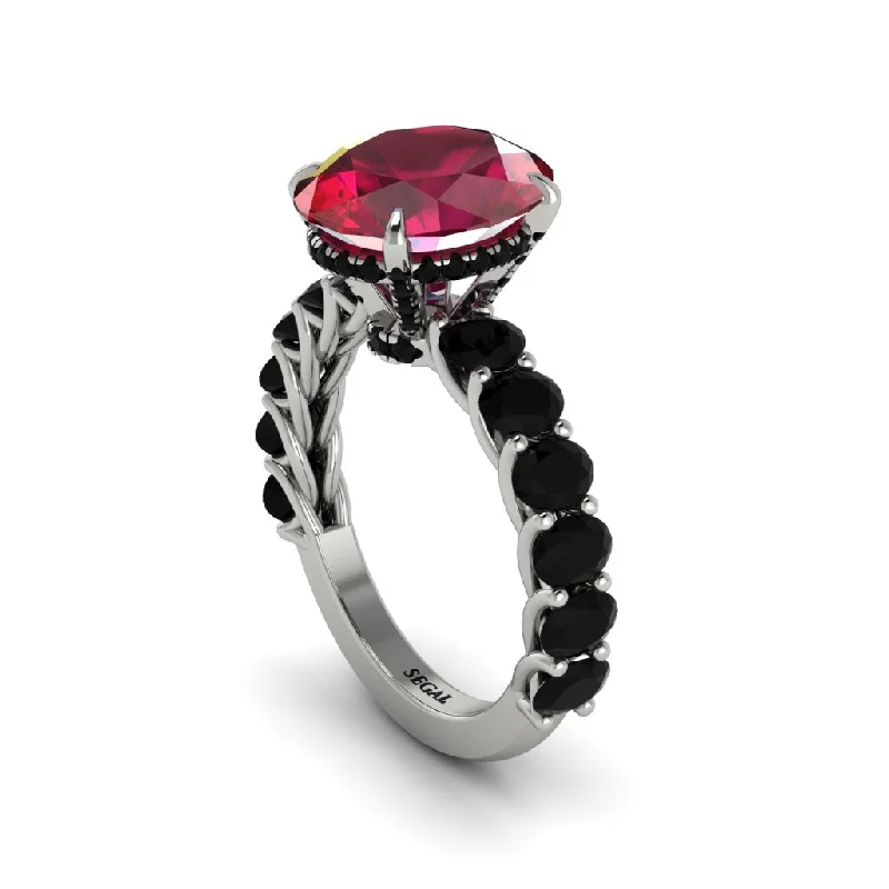 Women’s luxury engagement ring-4ct Oval Cut Ruby Engagement Ring - Xena No. 42