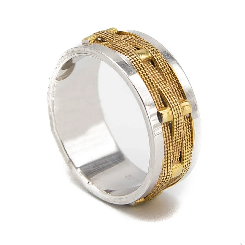 Women’s bridal rings-22k Two-Tone Yellow & White Gold Woven Ring for Men