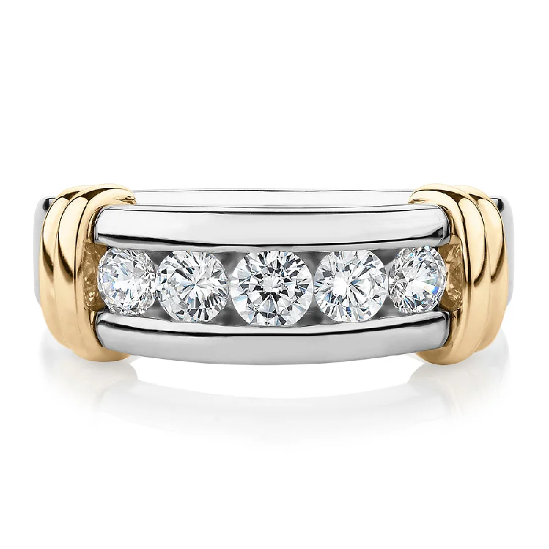 Women’s luxury platinum rings-Dress ring with 1.01 carats* of diamond simulants in 10 carat yellow gold and sterling silver