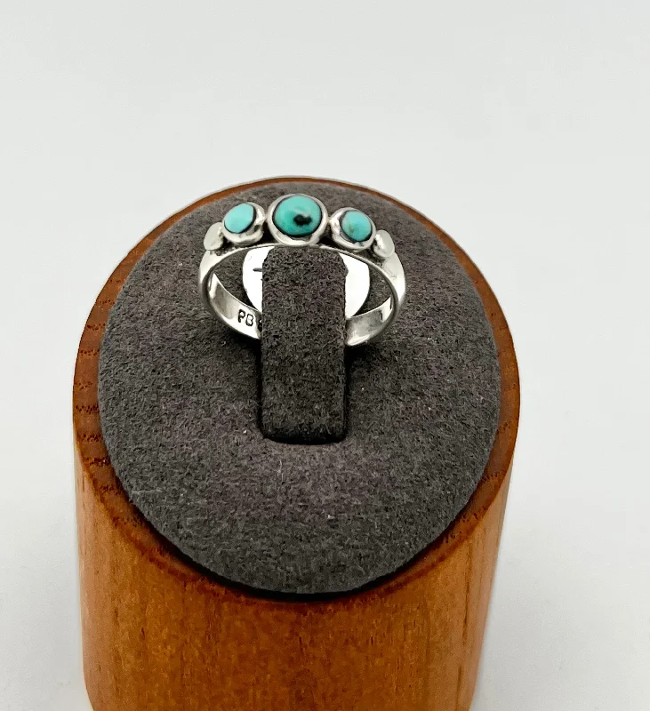 Women’s geometric rings-Ring- Nomad Stacker Turquoise Sterling