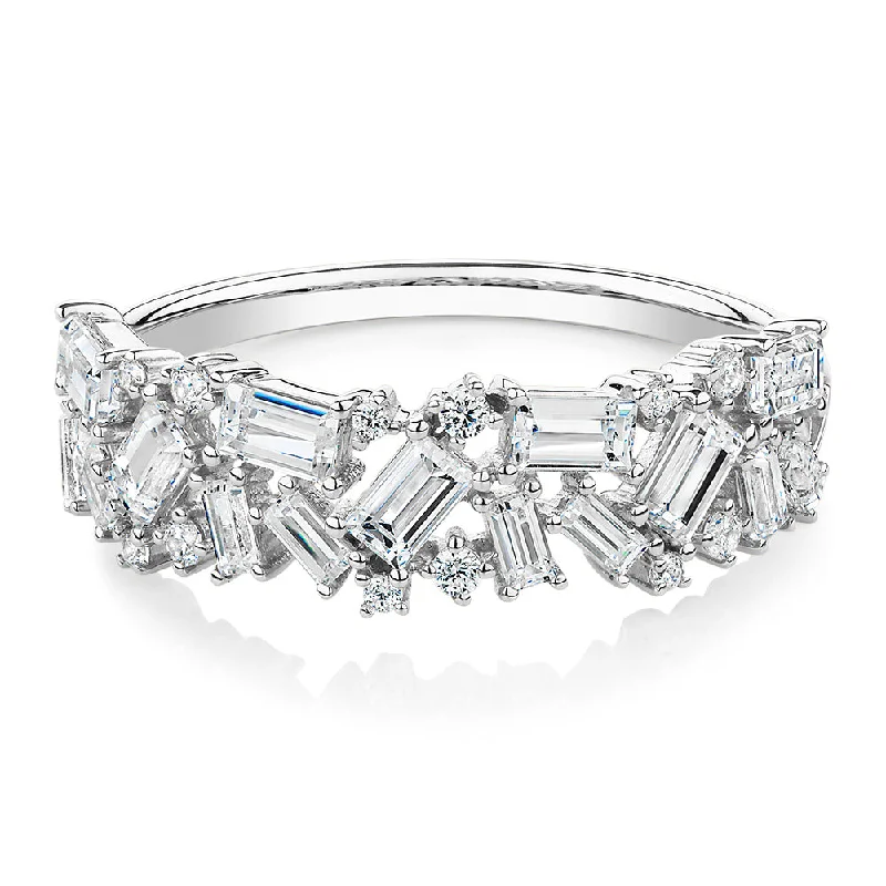 Women’s birthstone rings-Dress ring with 1.03 carats* of diamond simulants in 10 carat white gold