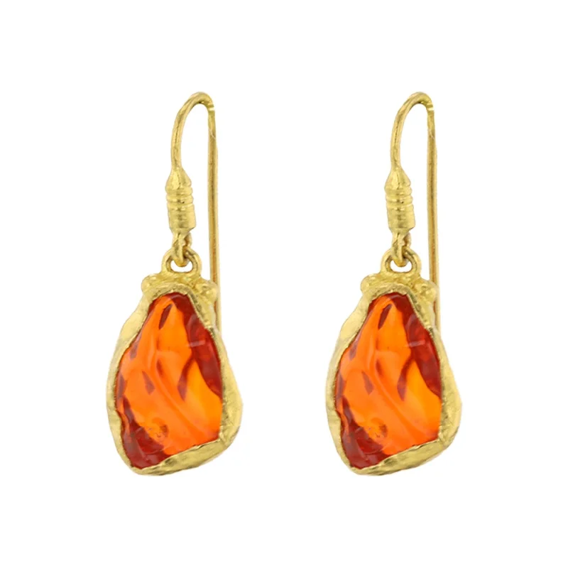 Women’s crystal earrings-Mexican Fire Opal Drop Earrings