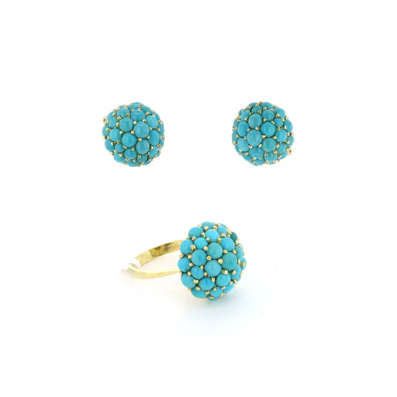 Women’s stackable earrings-Set of Turquoise Earrings & Ring