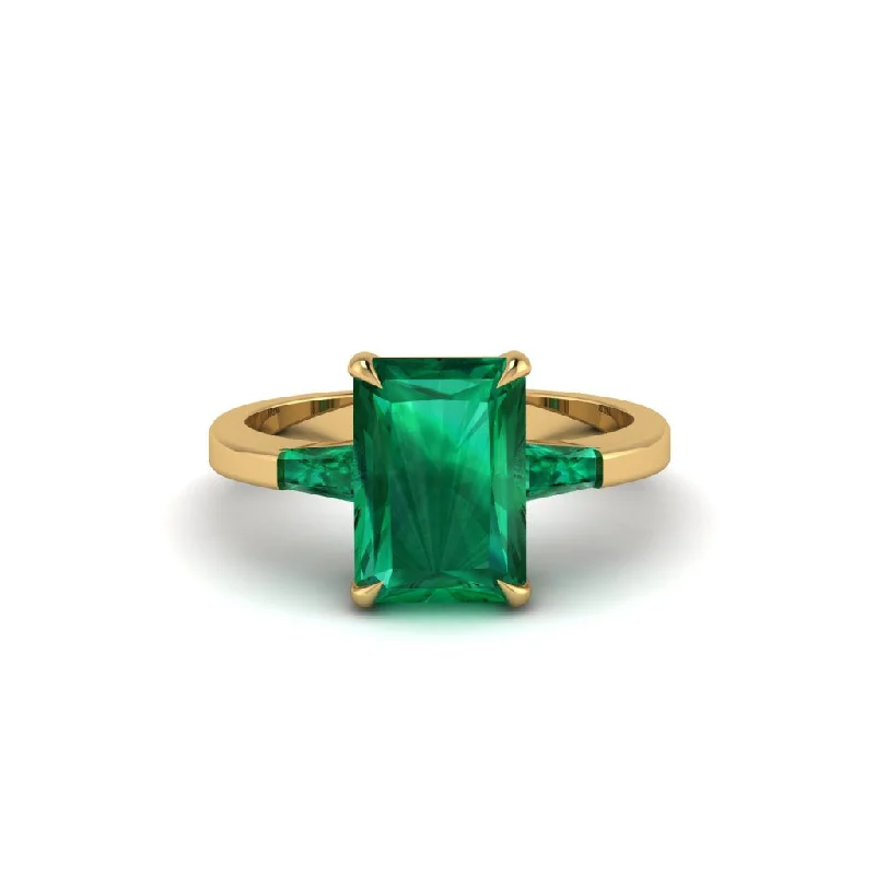 Women’s gemstone engagement ring-Three Stone Radiant Cut Emerald Engagement Ring - Hillary No. 19