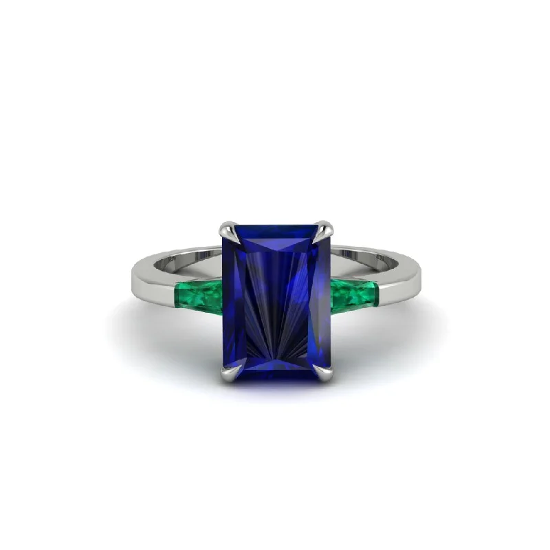 Women’s princess cut diamond engagement ring-Three Stone Radiant Cut Sapphire Engagement Ring - Hillary No. 30