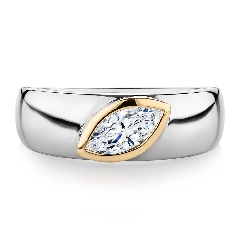 Women’s thick rings-Synergy dress ring with 0.47 carats* of diamond simulants in 10 carat yellow gold and sterling silver