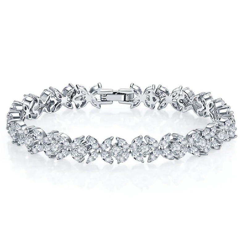 Women’s birthstone bracelet-Elegant Round and Marquise Cut Tennis Bracelet with AAA+ Cubic Zirconia