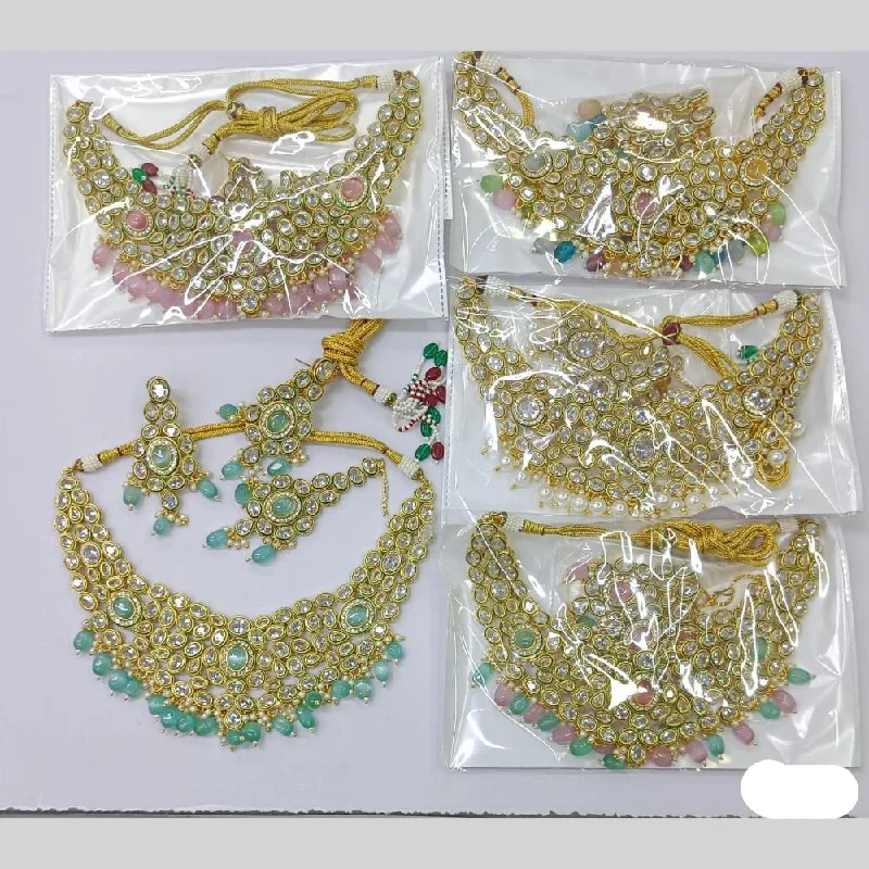 Women’s elegant necklaces-Rani Sati Jewels Gold Plated Crystal Stone And Pearls Necklace Set