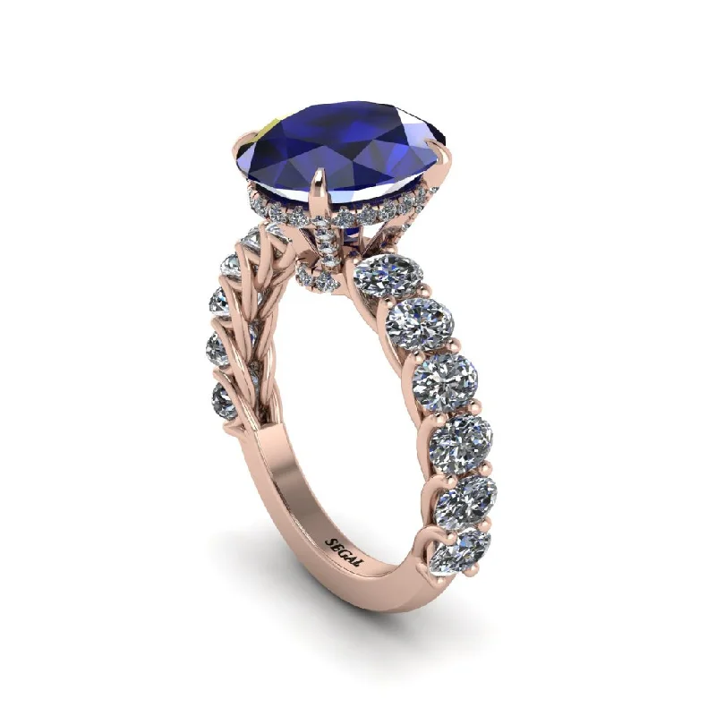 Women’s gold engagement ring-4ct Oval Cut Sapphire Engagement Ring - Xena No. 14