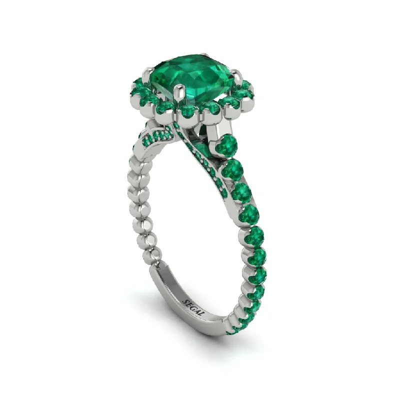 Women’s simple engagement ring-Modern Emerald Cushion Cut Engagement Ring - Uma No. 21