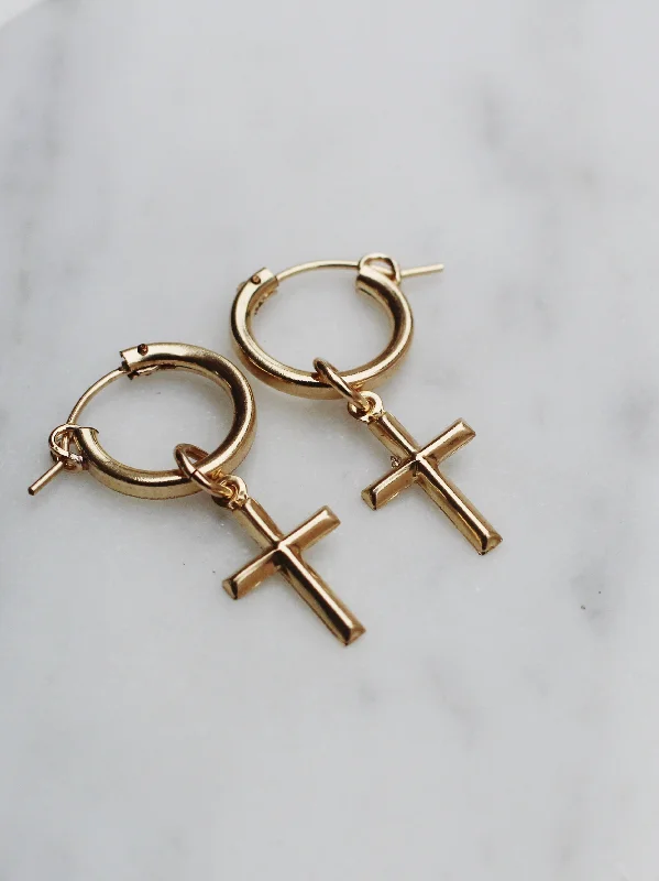 Women’s trendy earrings-Trust Cross Earrings