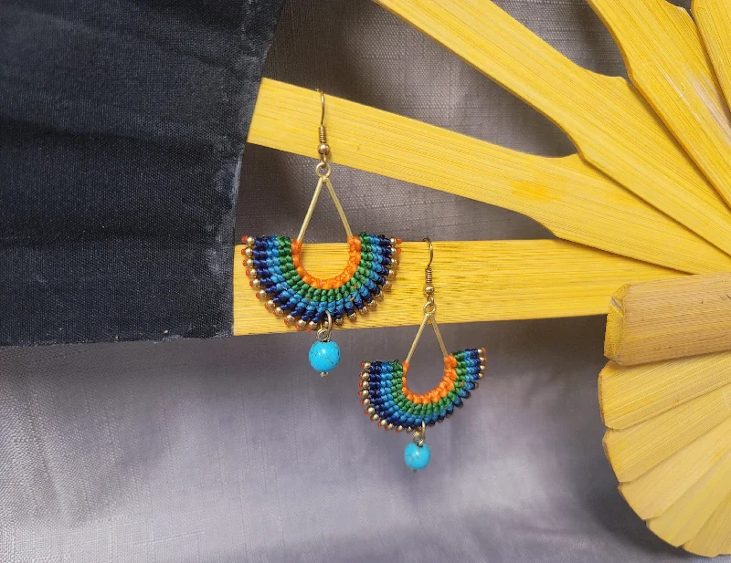 Women’s luxurious earrings-Teal Fan Earrings