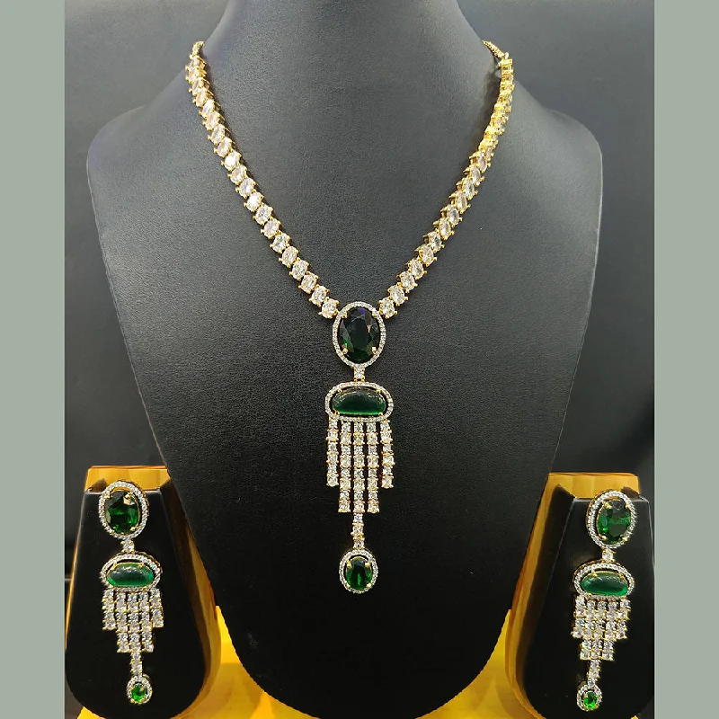 Women’s classic gold necklaces-Jain Jewellers Gold Plated AD Necklace Set