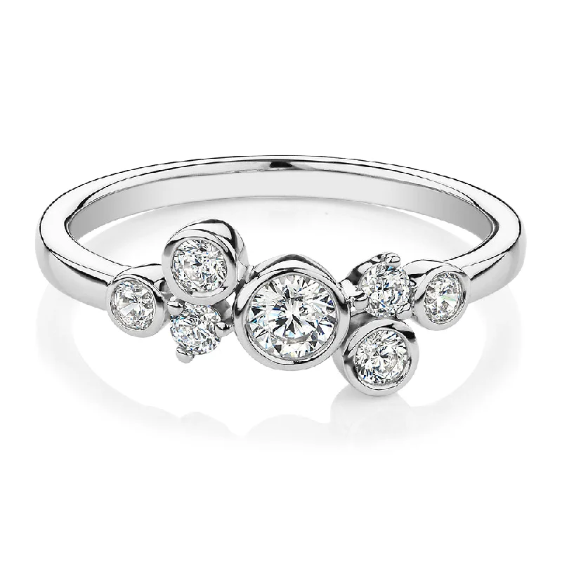 Women’s eternity rings-Dress ring with 0.39 carats* of diamond simulants in 10 carat white gold