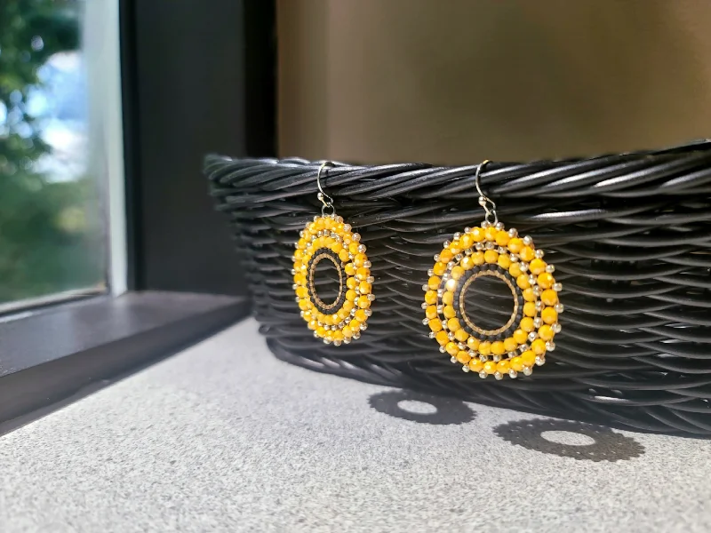 Women’s small hoop earrings-Yellow Ferris Wheel Earrings