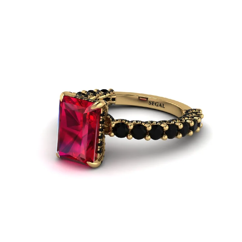 Women’s high-end engagement ring-Vintage Radiant Cut Ruby Engagement Ring - Renee No. 40