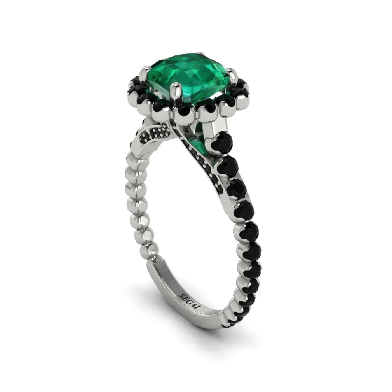 Women’s diamond engagement ring-Modern Emerald Cushion Cut Engagement Ring - Uma No. 36