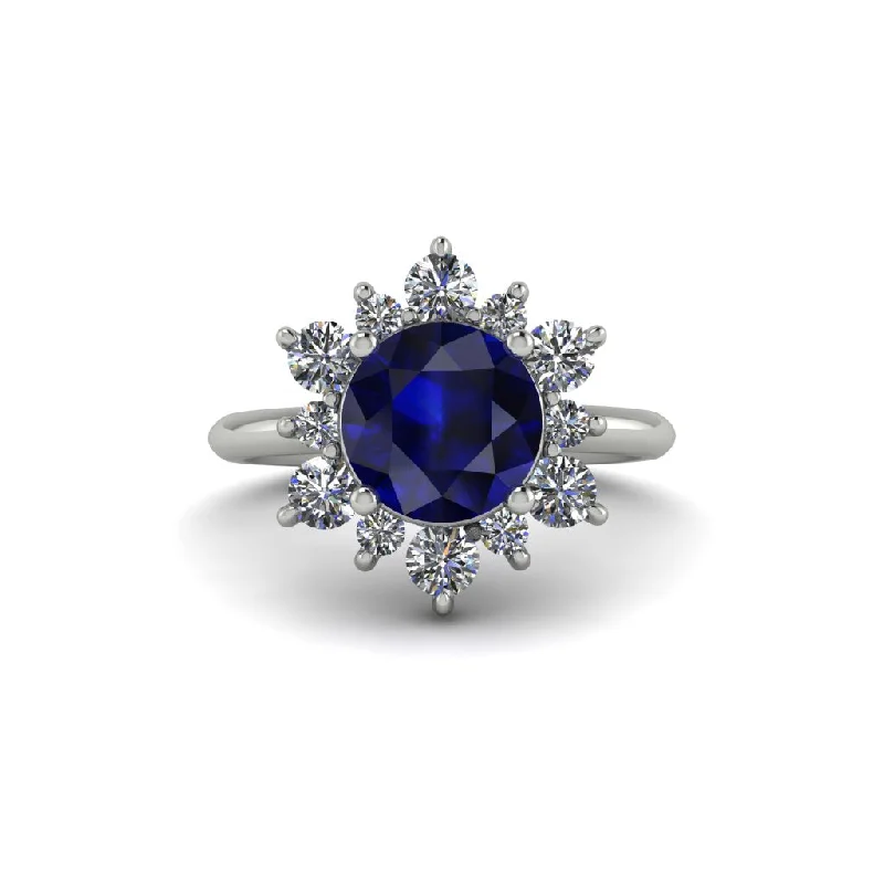 Women’s alternative engagement ring-Vintage Sapphire Snowflake Engagement Ring - Priscilla No. 15