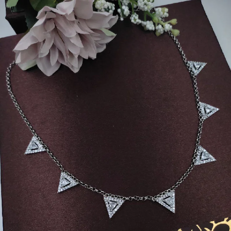 Women’s geometric necklaces-Aamrapali Silver Plated AD Necklace