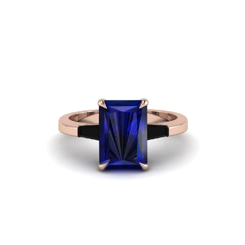 Women’s modern engagement ring-Three Stone Radiant Cut Sapphire Engagement Ring - Hillary No. 44