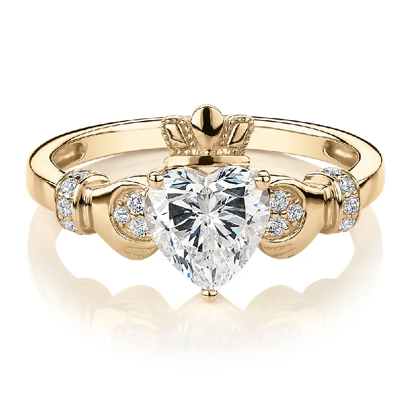 Women’s cubic zirconia rings-Dress ring with 1.23 carats* of diamond simulants in 10 carat yellow gold