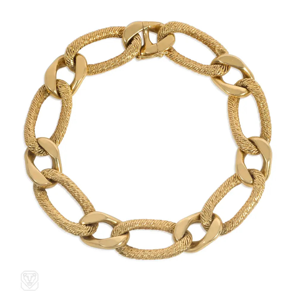 Women’s trendy bracelet-1960s Georges Lenfant gold curblink bracelet