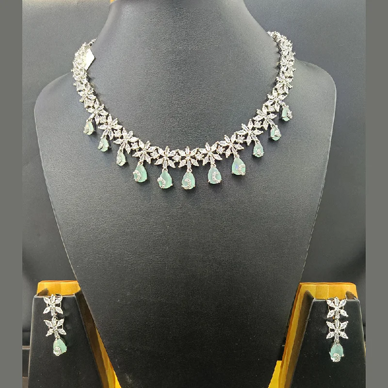 Women’s chunky necklaces-Jain Jewellers Silver Plated AD Necklace Set