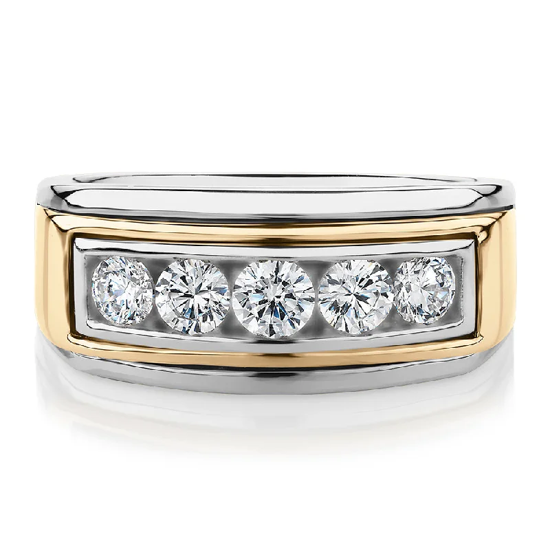 Women’s sparkly rings-Dress ring with 1.01 carats* of diamond simulants in 10 carat yellow gold and sterling silver