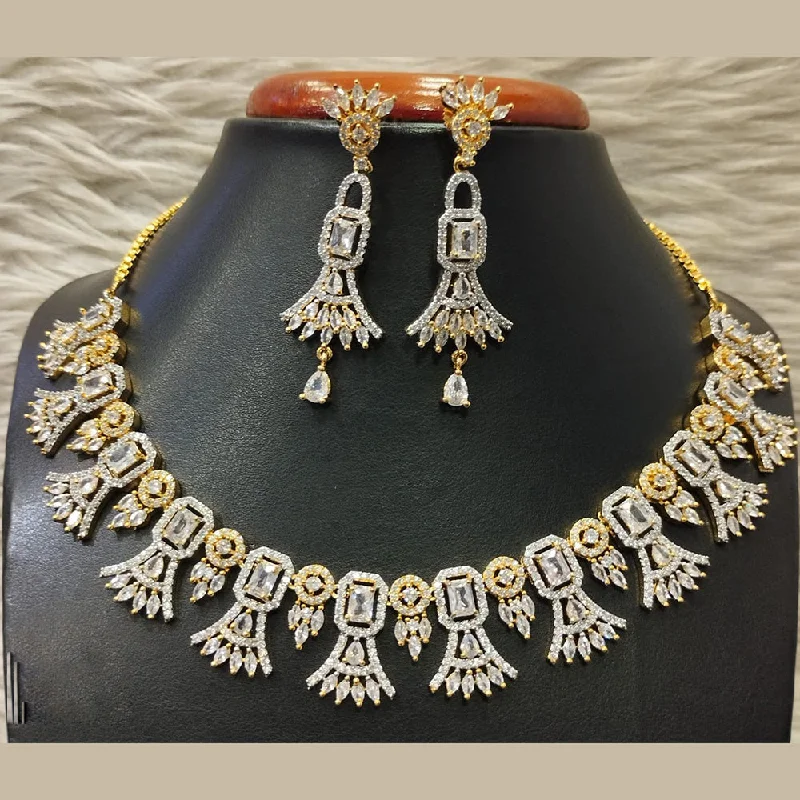 Women’s chunky gold necklaces-Jain Jewellers Gold Plated AD Necklace Set