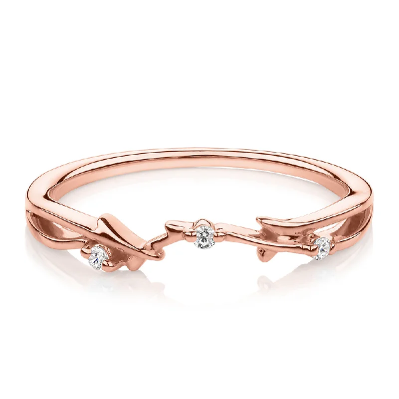 Women’s modern rings-Wedding or eternity band with diamond simulants in 14 carat rose gold