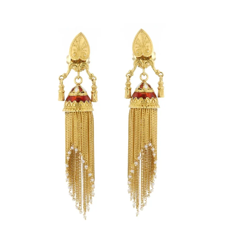 Women’s boho earrings-Enamel Tassel Earrings