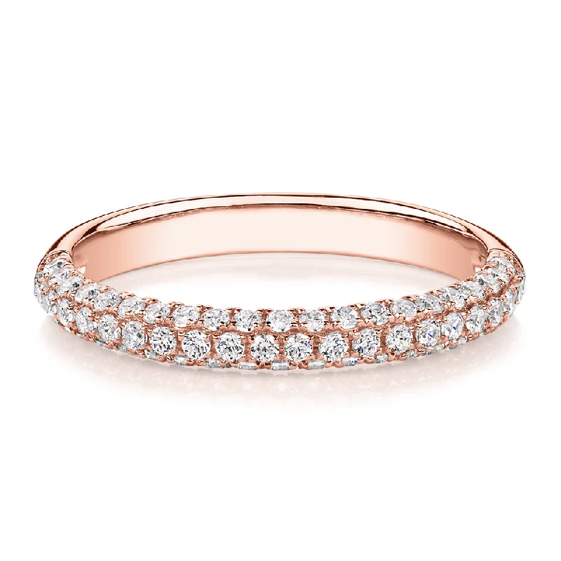 Women’s elegant rings-Wedding or eternity band with 0.43 carats* of diamond simulants in 10 carat rose gold