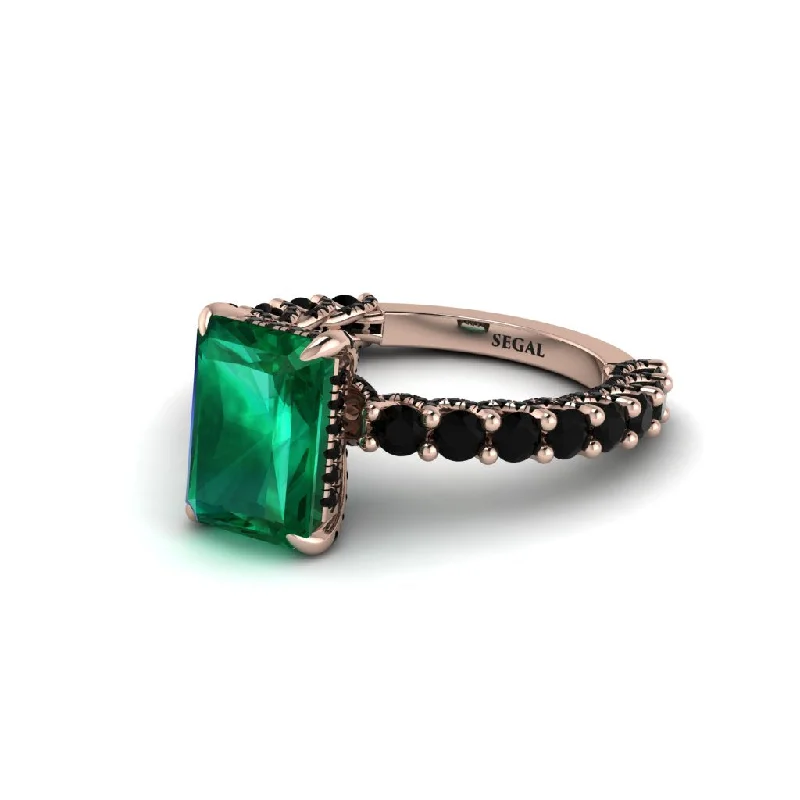 Women’s bridal engagement ring-Vintage Radiant Cut Emerald Engagement Ring - Renee No. 35