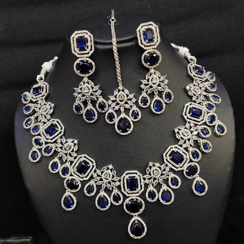 Women’s chic necklaces-Aamrapali Silver Plated American Diamond Necklace Set