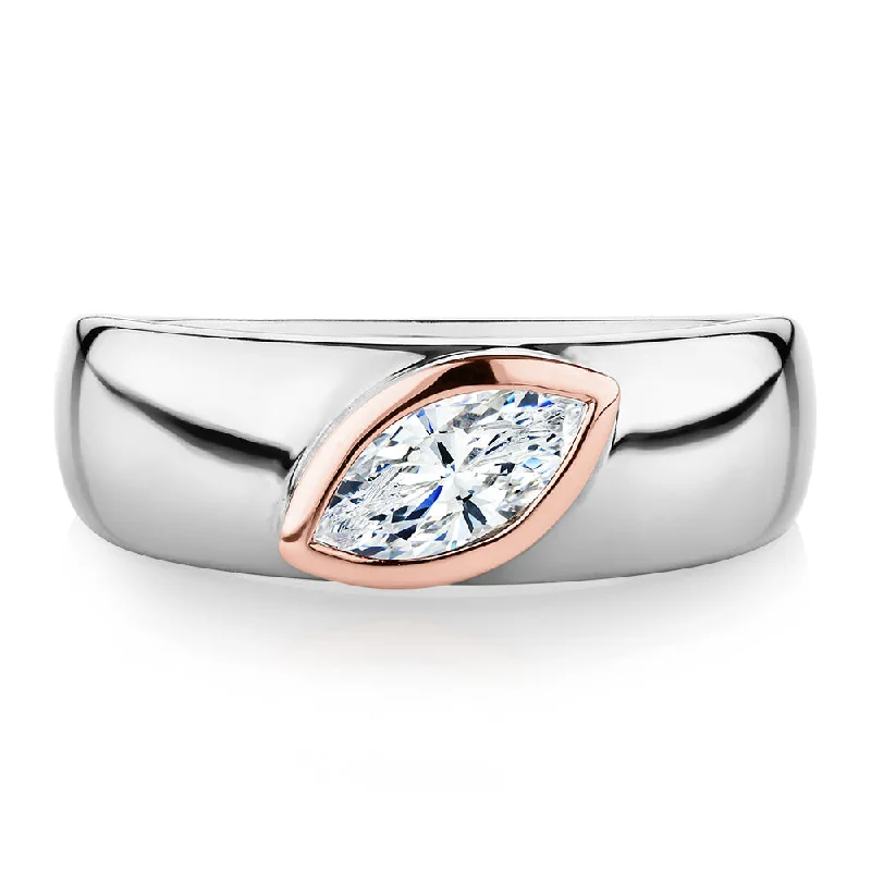 Women’s designer wedding rings-Synergy dress ring with 0.47 carats* of diamond simulants in 10 carat rose gold and sterling silver