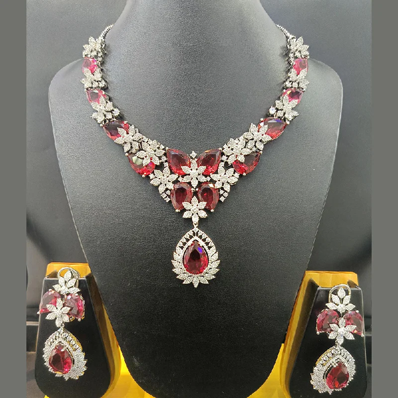 Women’s gemstone necklaces-Jain Jewellers Silver Plated AD Necklace Set