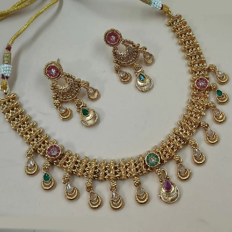 Women’s anniversary necklaces-Padmawati Bangles Gold Plated Crystal Stone And Pearls Necklace Set