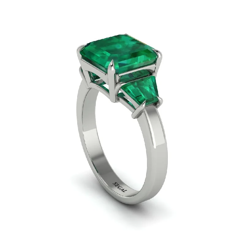 Women’s gemstone engagement ring-Three Stone Emerald Engagement Ring - Bethany No. 21