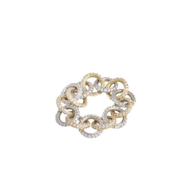 Women’s floral diamond rings-Diamond Chain Mixed Gold Ring