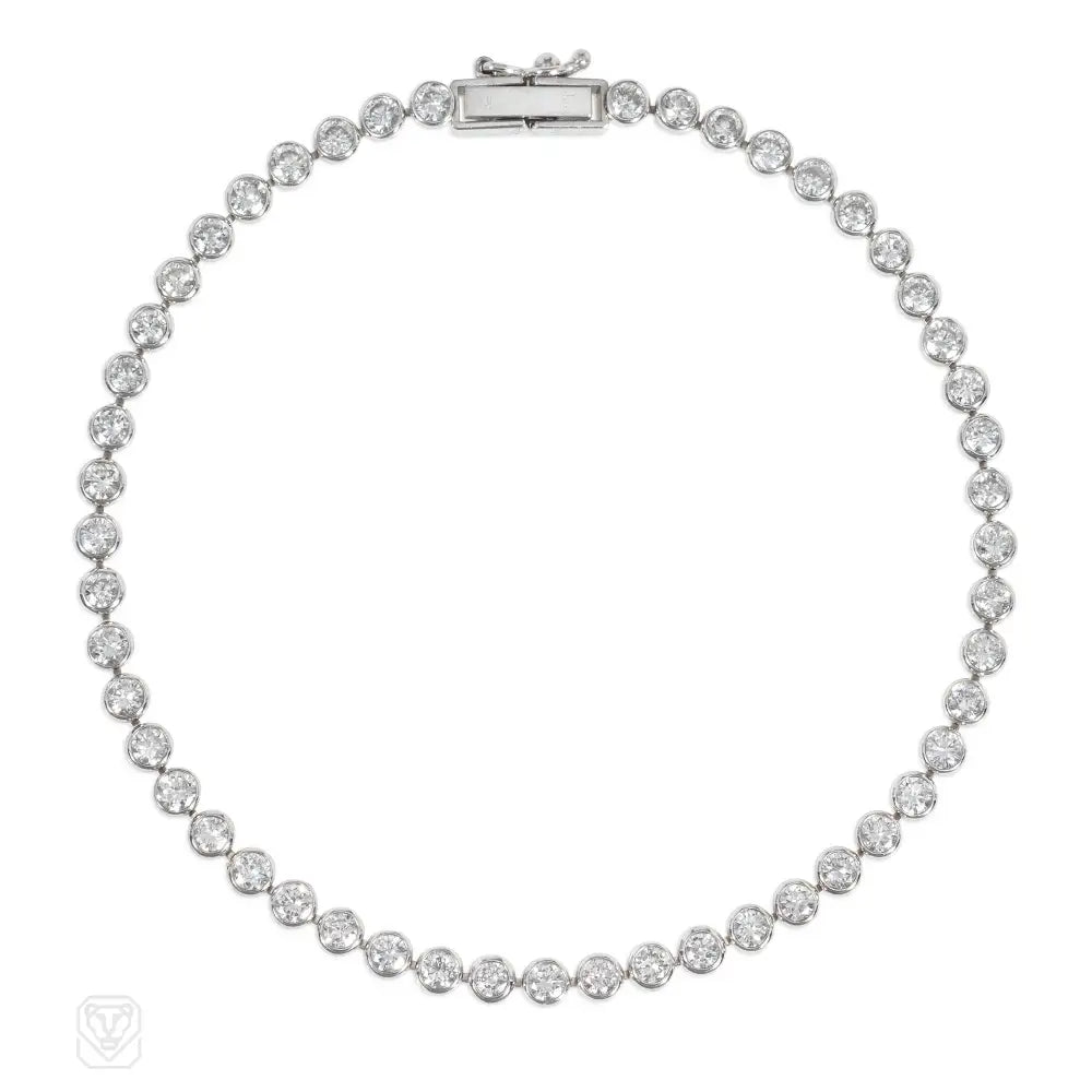 Women’s custom bracelet-Modern platinum and diamond line bracelet