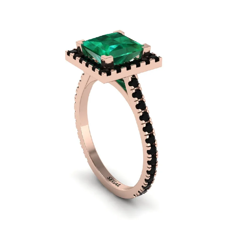 Women’s radiant engagement ring-Princess-Cut Floating Halo Emerald Engagement Ring - Candice No. 35