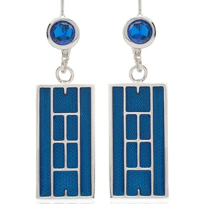 Women’s classy earrings-Enamel Tennis Court Lever Back Earrings