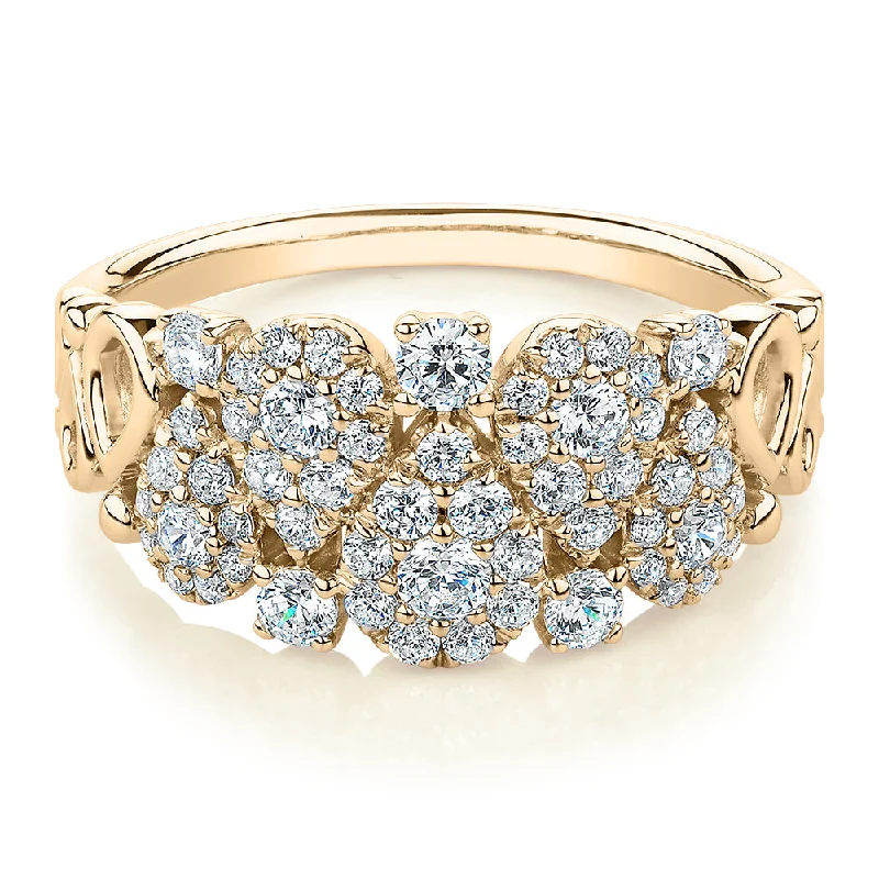 Women’s adjustable gemstone rings-Celeste Dress ring with 0.96 carats* of diamond simulants in 10 carat yellow gold