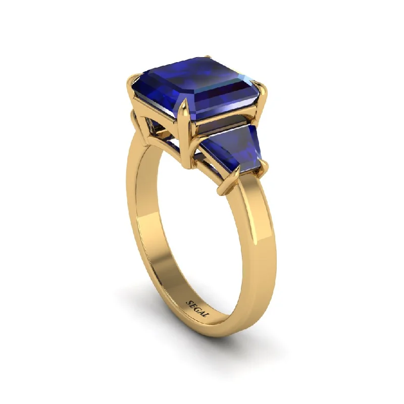 Women’s mixed gemstone engagement ring-Three Stone Sapphire Engagement Ring - Bethany No. 73