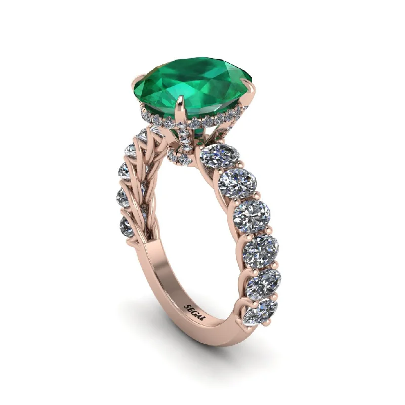 Women’s dazzling engagement ring-4ct Oval Cut Emerald Engagement Ring - Xena No. 5