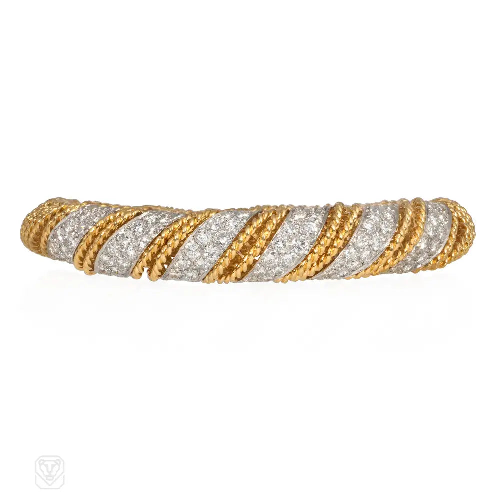 Women’s birthstone bracelet-Gold and diamond wrapped segment bracelet